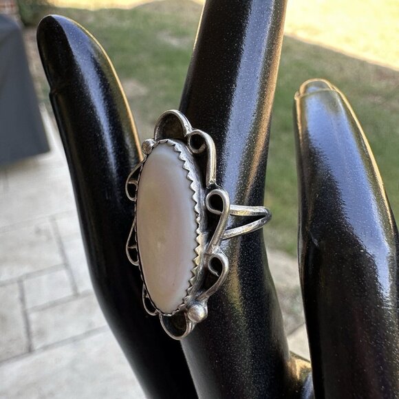 VTG‎ Edward Becenti Sterling Native American Navajo Pink Shell Ring Size 6.25 - Picture 6 of 8